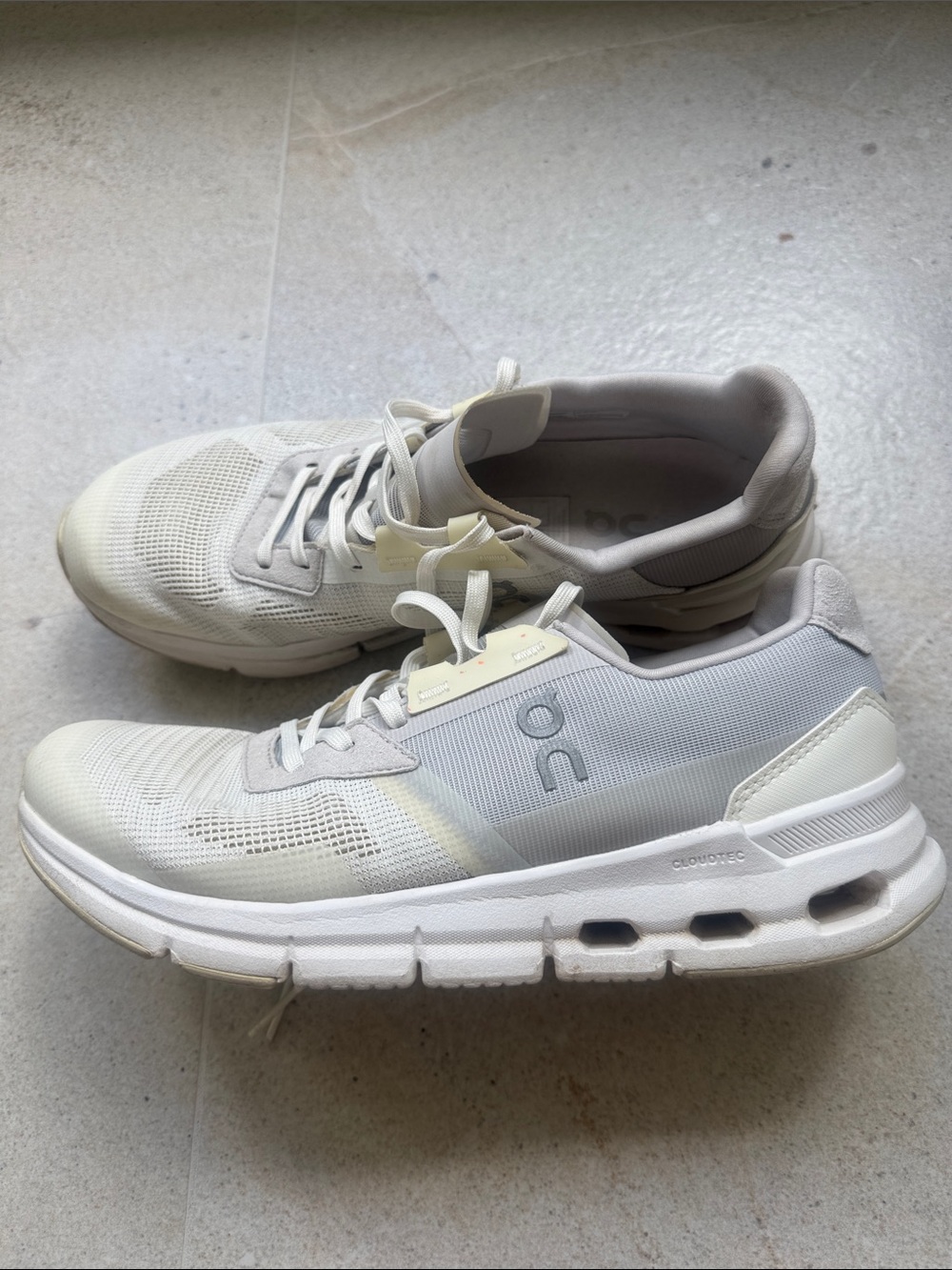 Women’s On Clouds White Athletic Sneakers with Cream Accents